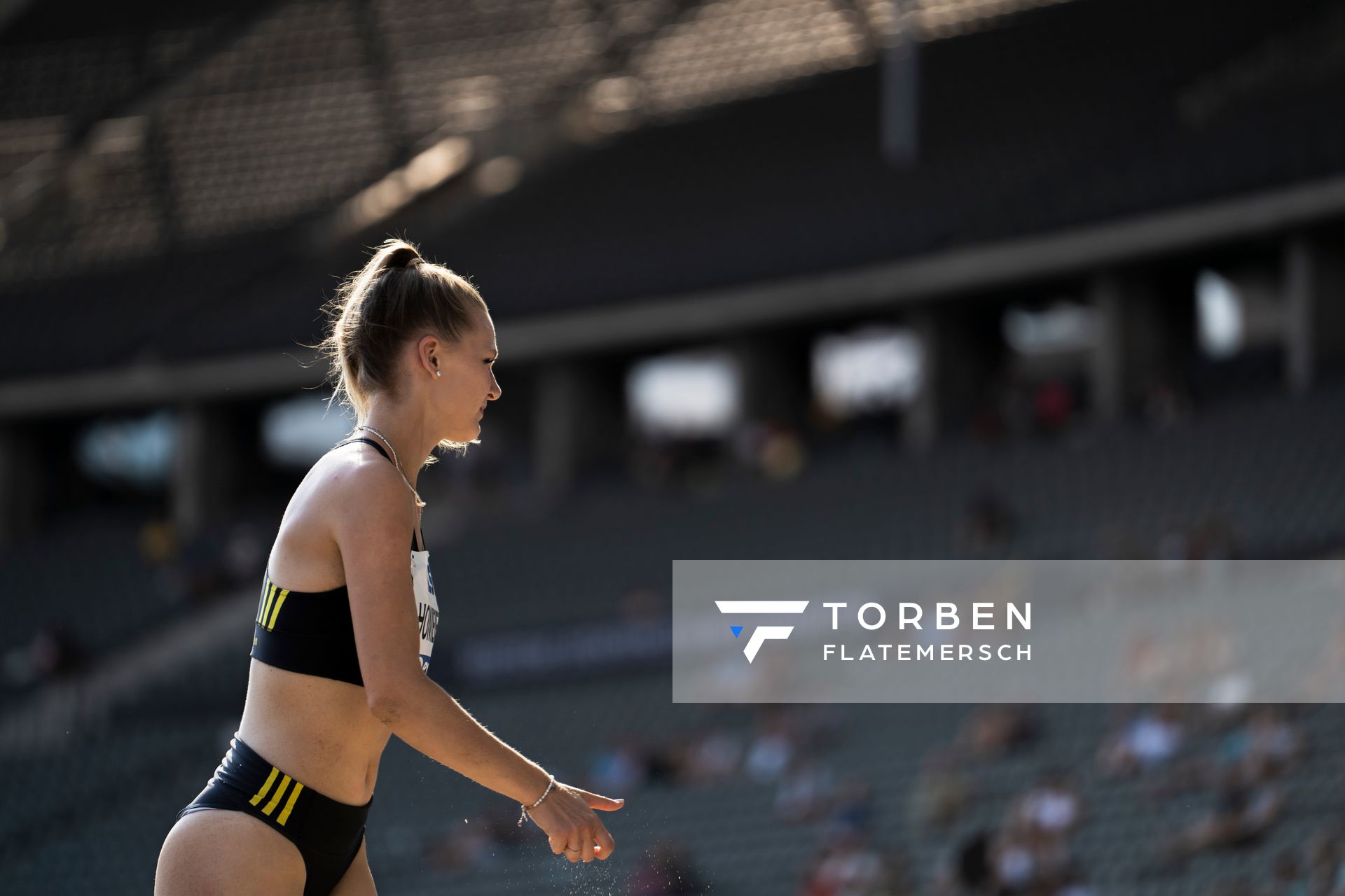 Merle Homeier (LG Goettingen) im Weitsprung waehrend der deutschen Leichtathletik-Meisterschaften im Olympiastadion am 26.06.2022 in Berlin